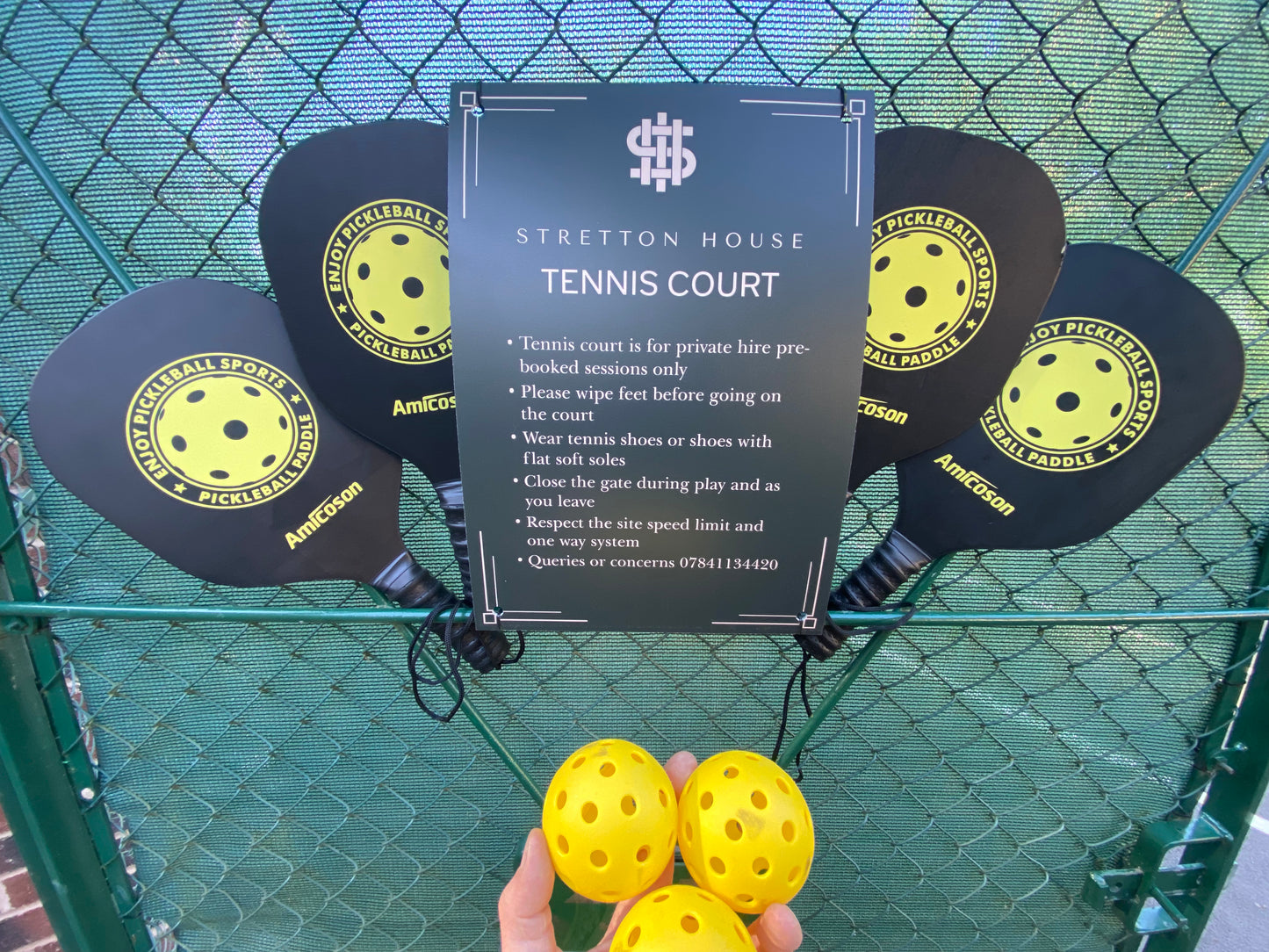 Pickelball Equipment Hire (4 racquets two balls)